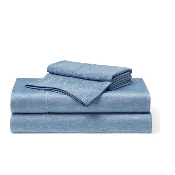 Brookstone Other - Brookstone King Size Sheet Set Heather Blue 2 Pillow Cases Fitted and Flat Sheet